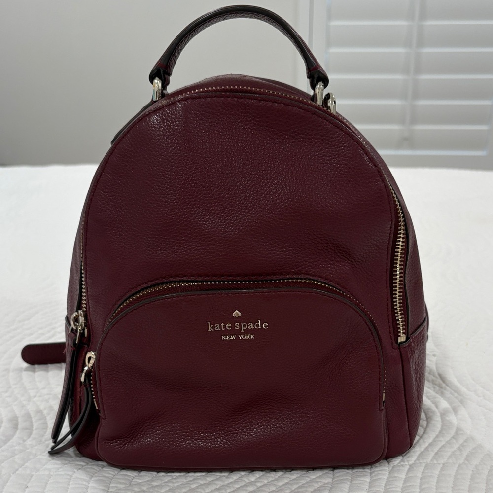 Kate Spade Jackson Burgundy Leather Backpack - Picture 2 of 16